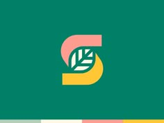 the letter d is made up of leaves and has green, pink, yellow and white colors