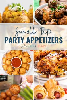 small bite party appetizers with text overlay