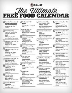 the ultimate free food calendar is here to help you plan your next trip and get ready for dinner