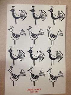 an image of art and craft paper with birds on it's back side, in black and white