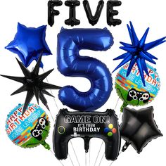 PRICES MAY VARY. 【Attractive designs】Video game birthday foil balloons are filled with cool black and Dark blue video game elements, This is the perfect set for your party, both kids and adults would love it if you are fans of video game on, which will be favored by children and men of different ages, create exciting atmosphere in the minute they see it! bring you a memorable birthday. 【Package Included】2pcs round balloon(18in), 2pcs Starburst balloon(22in), 2pcs Pentagram balloon(18in), 1pcs vi Starburst Balloon, Game Themed Party, Playstation Party, Video Game Party Decorations, Birthday Package, Boys Birthday Party, Video Game Party, Video Games Birthday, Round Balloons