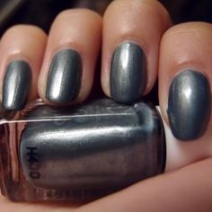 Essie Shimmer Gray Platinum Pearl Nail Polish Essie Fair Game 750 (0.46 Fl Oz) The Color Can Look Dark Green Or Gray/Silver Depending On The Lighting New #Nailpolish #Essienailpolish #Metallicnailpolish #Nailvarnish Dark Gray Nail Polish, Gray Metallic Nails, Dark Grey Metallic Nails, Blue Gray Nail Polish, Grey Pearl Nails, Pewter Nails, Grey Nail Polish, Chrome Nail Polish, Impress Nails