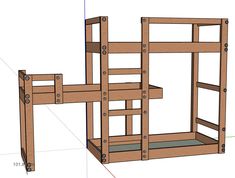 a wooden bunk bed frame is shown with measurements