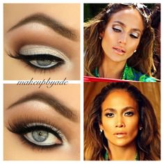 I luh ya papi #jlo makeup #makeupideas #cutcrease Jlo Makeup, White Liner, White Liners, Dramatic Makeup, Cut Crease, Prom Hair, Skin Makeup, Jennifer Lopez, Makeup Nails