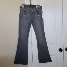 Vintage, New With Tags, Never Worn, Z.Cavaricci Jeans, Flared Legs, Faux Leather Details On Pockets, Wide Belt Loops, Brass Button Details. Denim, Fauz Leather, Grunge, 90s, Vintage Navy Jeans. Size 7 Z Cavaricci Jeans, Jeans Flared, Grunge 90s, Wide Belt, Navy Jeans, 90s Vintage, Flare Jeans, Jeans Size, Wide Leg