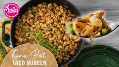 one pot taco nueden recipe in a skillet