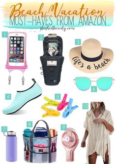 beach vacation must - haves from amazon featured by top us travel blog, what's in the bag?