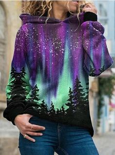 Hood Hat, Hipster Sweater, Oversize Pullover, Tie Dye Long Sleeve, Nature Landscape, How To Dye Fabric, Tie Dye Print, Printed Sweater, Christmas Prints