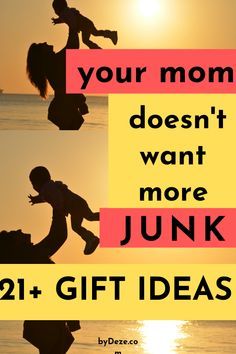 the silhouettes of two people jumping in the air with text that reads, your mom doesn't want more junk