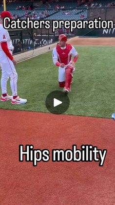 two baseball players on the field with caption that reads, catchers preparation tips