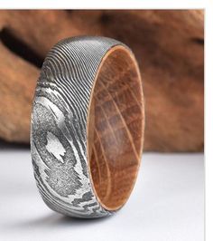 Damascus Wedding Band, Damascus Ring, Stacking Rings Wedding, Gold Stacking Rings Wedding, Damascus Steel Ring, Mens Wedding Ring, Gold Stacking Rings, Whisky Barrel, Men's Wedding Bands