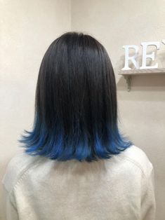 Blue Dip Dye Hair, Blue Tips Hair, Short Hair Blue, Dip Dye Hair, Hair Color Underneath, Shot Hair Styles, Our Secret