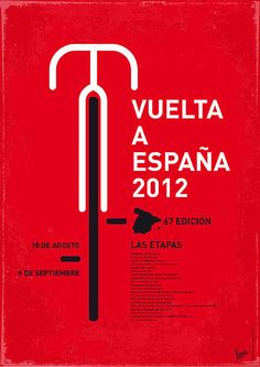 a red poster with the words written in spanish and an image of a bicycle on it