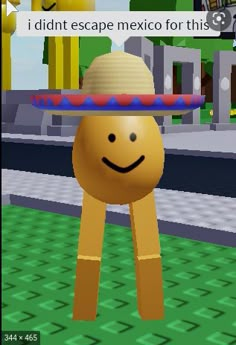 a cartoon character wearing a sombrero on his head