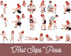 an animated woman poses in various poses