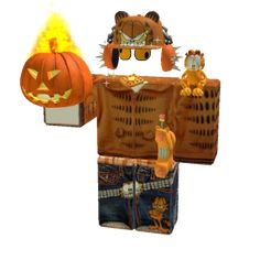 an image of a halloween costume with pumpkins and cats on the chest as decoration