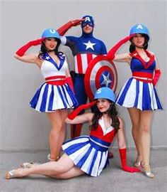 Captain America’s USO Girls Girl Captain, Cosplay Couple, Captain America Cosplay, Captain America Costume, Usa Girls, Dapper Day