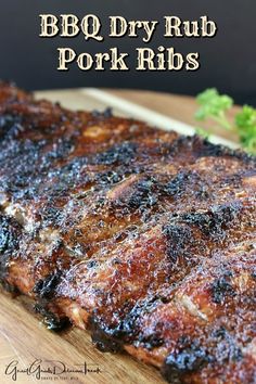 bbq dry rub pork ribs on a cutting board