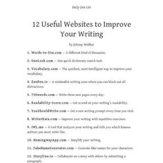 an image of a page with the words, 12 useful web sites to improve your writing