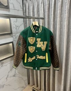 FOR PRICE WHATSAPP ON 7038143883 Louis Vuttion, Louis Vuitton Jacket, Letter Jacket, Jacket Baseball, Wash Label, Varsity Jacket Men, High Quality Clothing, Members Only, Brand Store