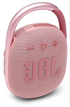 the jbl go portable bluetooth speaker is pink and has an emblem on it