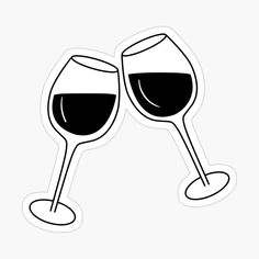 two glasses of wine sticker on a white background with space for your own text