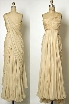 Vintage Jean Dessès  Draped Creme Silk Evening gown from 1949 Jean Dessès, Greek Outfit, Greece Fashion, Silk Evening Gown, Goddess Dress, Iconic Dresses, Diana Spencer, Antique Clothing, Fantasy Dress