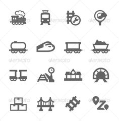 train icons set - miscellaneous symbols