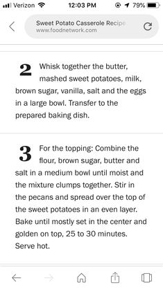 an iphone screenshot showing the instructions for baking