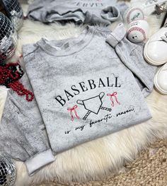 Baseball Is My Favorite Season Embroidered Sweatshirt / Baseball Season Embroidered Sweatshirt / Baseball Comfort Colors Tee / Baseball Mom  Available on comfort colors sweatshirt or tee shirt perfectly embroidered with our original design!  Need different stitch colors? Not a problem- just leave them in the personalization section.  Both tee and sweatshirt run true to size with a unisex fit. Stitch Colors, Comfort Colors Sweatshirt, Different Stitches, Baseball Season, Embroidered Sweatshirt, Comfort Colors Tee, Baseball Mom, Favorite Season, Just Leave