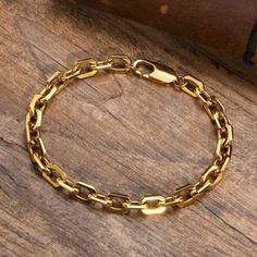 Brand New Men's Gold Chain Link Bracelet Genuine 14k Gold Plated Sterling Silver Length - 8" (Most Common Men's Size) Retail Price $300 Buy With Confidence From A Trusted Seller With A 99%+ Feedback Rating! A0317 (Id-1465-) Yellow Gold Stainless Steel Bracelet With Box Chain, Gold Chains For Men, Mens Accessories Jewelry, Mens Gold, Chain Link Bracelet, Gold Plated Sterling Silver, Link Bracelets, Fashion Bracelets, Chain Link