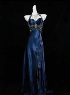 Greek Themed Prom Dresses, Short Draped Dress, Padme Inspired Dress, Navy Blue Vintage Dress, Blue And Gold Dress Prom, Blue Velvet Dress Aesthetic, Princess Themed Prom Dresses, Zara Prom Dress, Prom Dresses 2000 Style