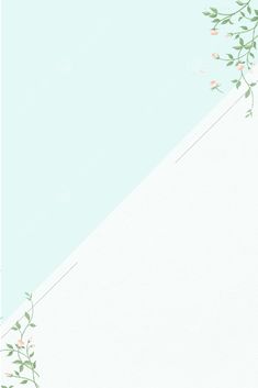 the corner of a white paper with pink flowers and green leaves on it, against a pale blue background