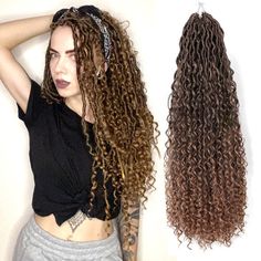 14"18"/22"/26" Goddess Faux Locs Curly Braids Synthetic River Locs Marley Braiding Locks Crochet Hair Extensions   Specifications    Condition:       100% Brand New Soft curly Faux Locs Hair Extensions   Type:                 Soft Corchet Twist faux locs  Texture:            Soft, curly, river locs Hair Color:       #613 Blonde; #1B Black,#2; #4, #T27; #T30 ; #T530; Tgrey；#27/613 Pack:                24 strands = 1PACK Hair Quality:    Synthetic Fibre Soft Low Temperature Hair Weight:    75g for Locs Curly, Curly Braiding Hair, Goddess Faux Locs, Faux Locs Crochet, Braiding Hair Extensions, Curly Braids, 613 Blonde, Braid In Hair Extensions, Crochet Hair