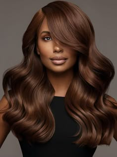 Chestnut Brown Lowlights, Ombre Chestnut Hair, Hair Color Inspiration Brown, Rich Brunette Hair Color Chocolate, Medium Brown Hair Color Ideas, Chestnut Brown Hair On Black Women, Best Hair Color For Hazel Eyes, Chestnut Brown Hair With Highlights, Fall 2024 Hair Color