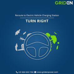 an electric vehicle charging station with the words turn right on it's front cover