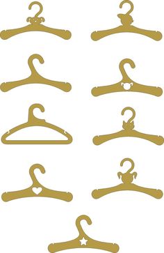 a set of six hangers with different shapes and sizes, each holding a star