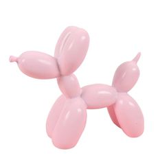 a balloon dog on a white background is shown in this image, it appears to be pink