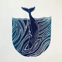 a drawing of a whale swimming in the ocean