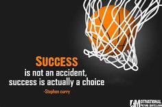 an image of a basketball going through the net with motivational quote about success on it