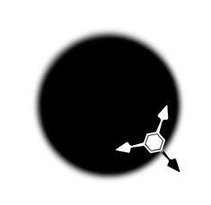 a black and white photo of an object in the middle of a circle with arrows