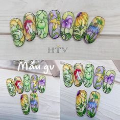 Stained Glass Nails, Glass Nail Art, Stained Window, Spring Acrylic Nails, Cute Halloween Nails, Glass Nail