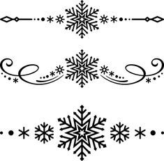 three snowflakes with swirls and dots on them, one is black and the other is white