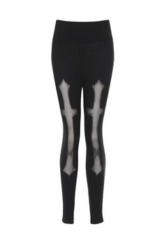 Hades Cross Leggings Black Mesh Bottoms For Halloween, Punk Mesh Stretch Bottoms, Compression Black Leggings With Mesh Back, Black Compression Leggings With Mesh Back, Halloween Alternative Style Streetwear Leggings, Black Tight Punk Leggings, Tight Black Punk Leggings, Black Edgy Leggings For Streetwear, Gothic Stretch Tights