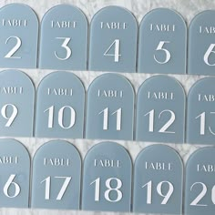 the table numbers are numbered in white on gray