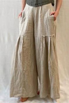 Details:Material:LinenSIZE(IN)WaistLengthS23.637.4M25.237.8L26.838.2XL28.338.6XXL29.939.0 Non-stretch Wide Leg Beige Pants, Loose Wide Leg Pants, Linen Clothing, Pants With Pockets, Loose Pants, Pants Design, Dresses Pants, Linen Clothes, Chair Covers