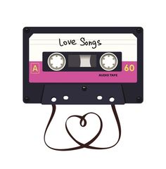 an audio tape with the words love songs written on it and a heart in the middle