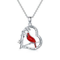 PRICES MAY VARY. 💖Desgin💖 -- Legend has it that when you see a Cardinal appear, a loved one is near.This Red Cardinal remembrance necklace is a lovely way to express your love for you your missed ones. 💖Material💖 -- Red Cardinal necklace is made of 925 sterling silver with sparkle Cubic Zirconia. The engraved words“I am always with you” in silver cardinal jewelry. Nickel-free, lead-free and hypoallergenic. Comfortable for daily wear, be safe for skin. 💖Size💖 -- Heart Cardinal Pendant: 0.9* Cardinal Jewelry, Cardinal Necklace, Panda Dog, Cow Cat, Remembrance Necklaces, Necklace Packaging, Sunflower Jewelry, Silver Horse, Dragonfly Necklace