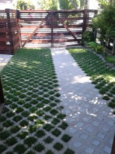 an outdoor area with grass and wooden fence