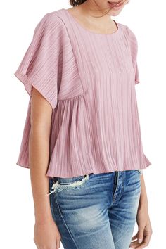 Scoop Neck Pleated Top by Madewell on @nordstrom_rack Pleated Tops, Pleat Top, Pleated Fabric, Mauve Pink, Pink Top, Kurti Designs, Pink Tops, Fashion Tops, Minimalist Fashion